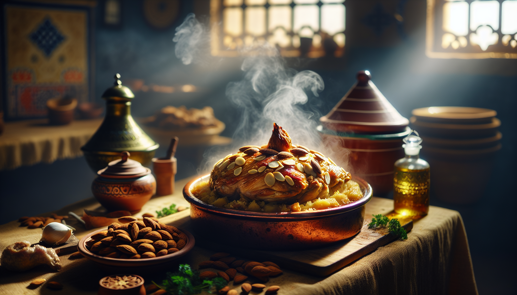 Cooking Fragrant Chicken Bastilla with Almonds and Orange Blossom Essence