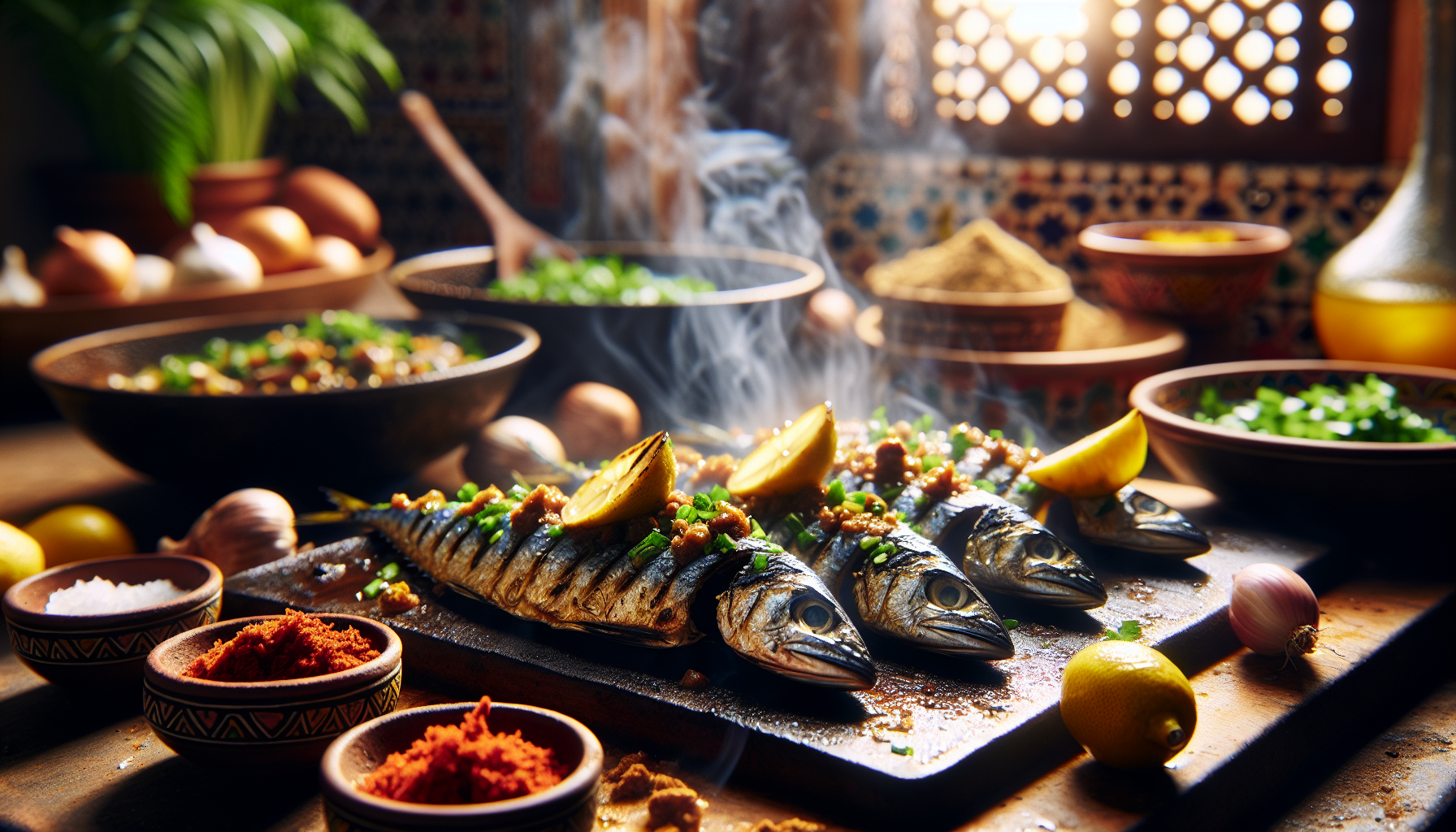 Cooking Zesty Chermoula Marinated Grilled Sardines with Preserved Lemon