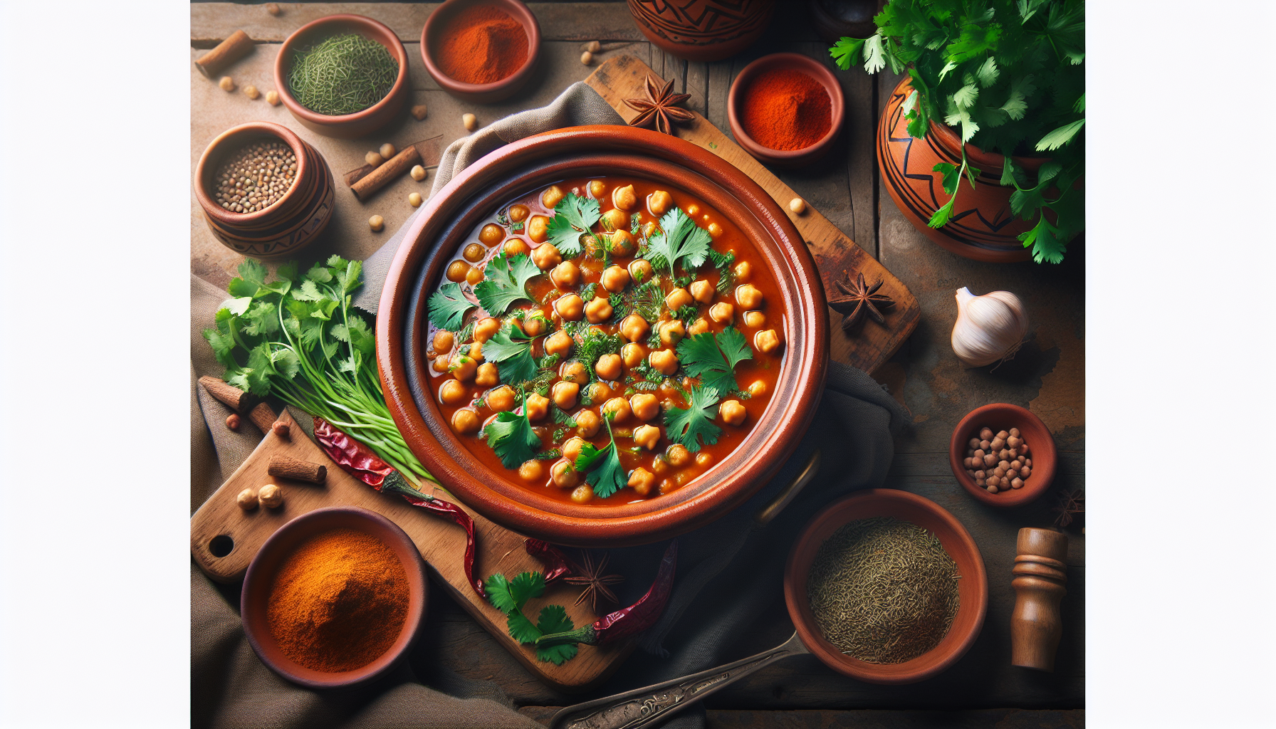 Spicy Harira Soup with Chickpeas and Fresh Coriander