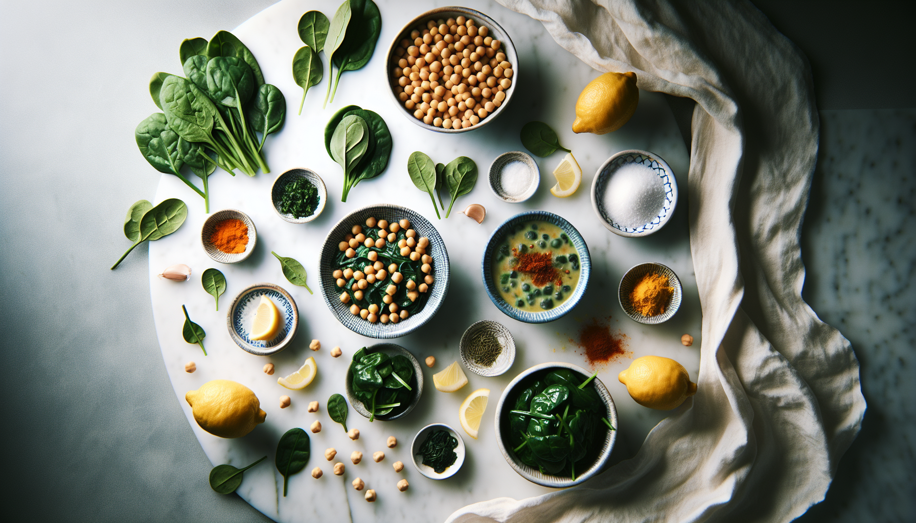 Ingredients for Hearty Moroccan Chickpea and Spinach Stew with Preserved Lemons