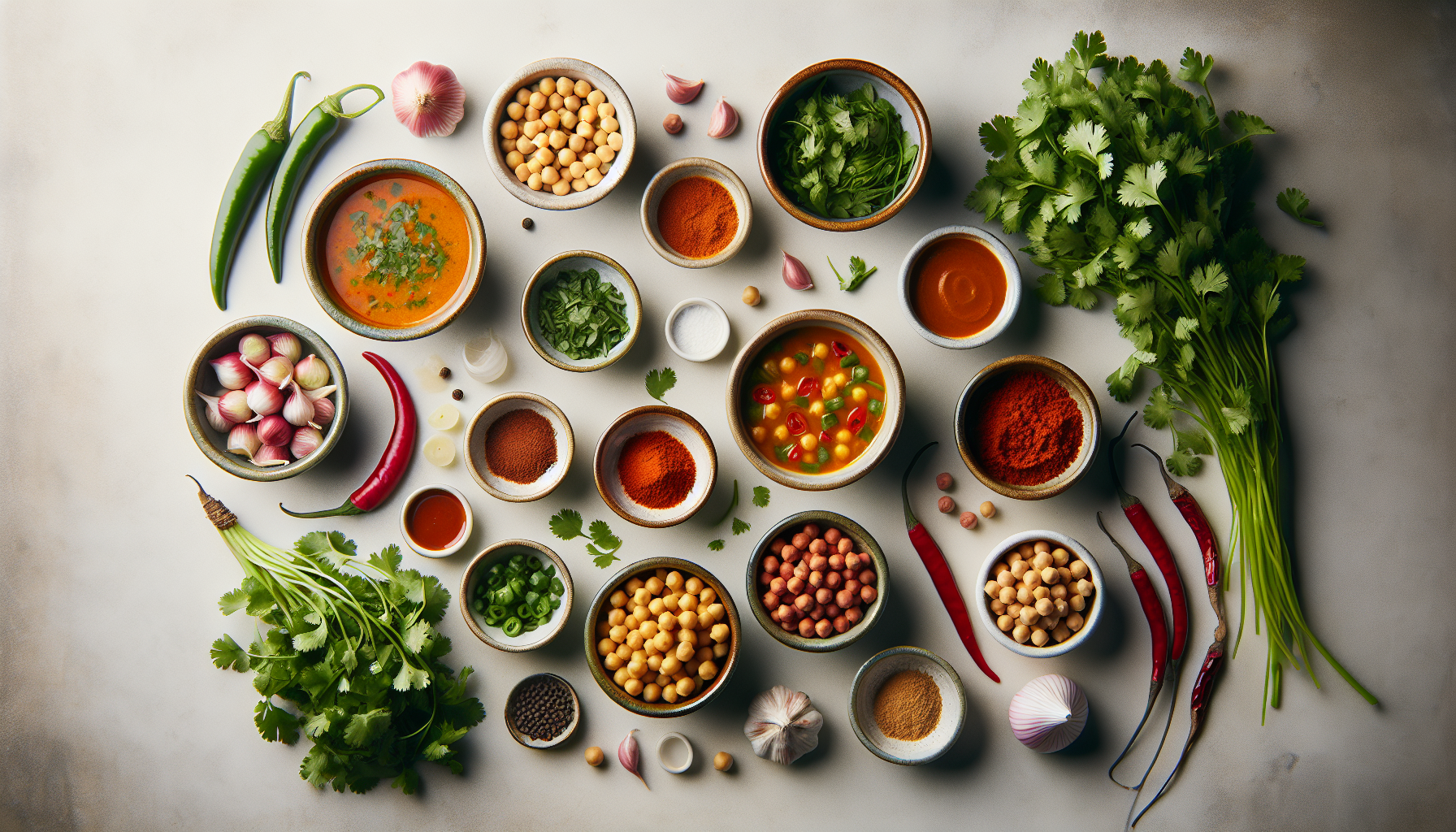 Ingredients for Spicy Harira Soup with Chickpeas and Fresh Coriander
