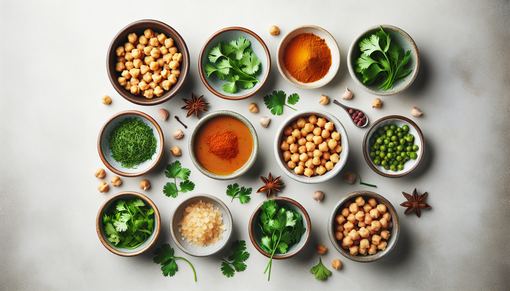 Ingredients for Spiced Harira Soup with Chickpeas and Fresh Coriander