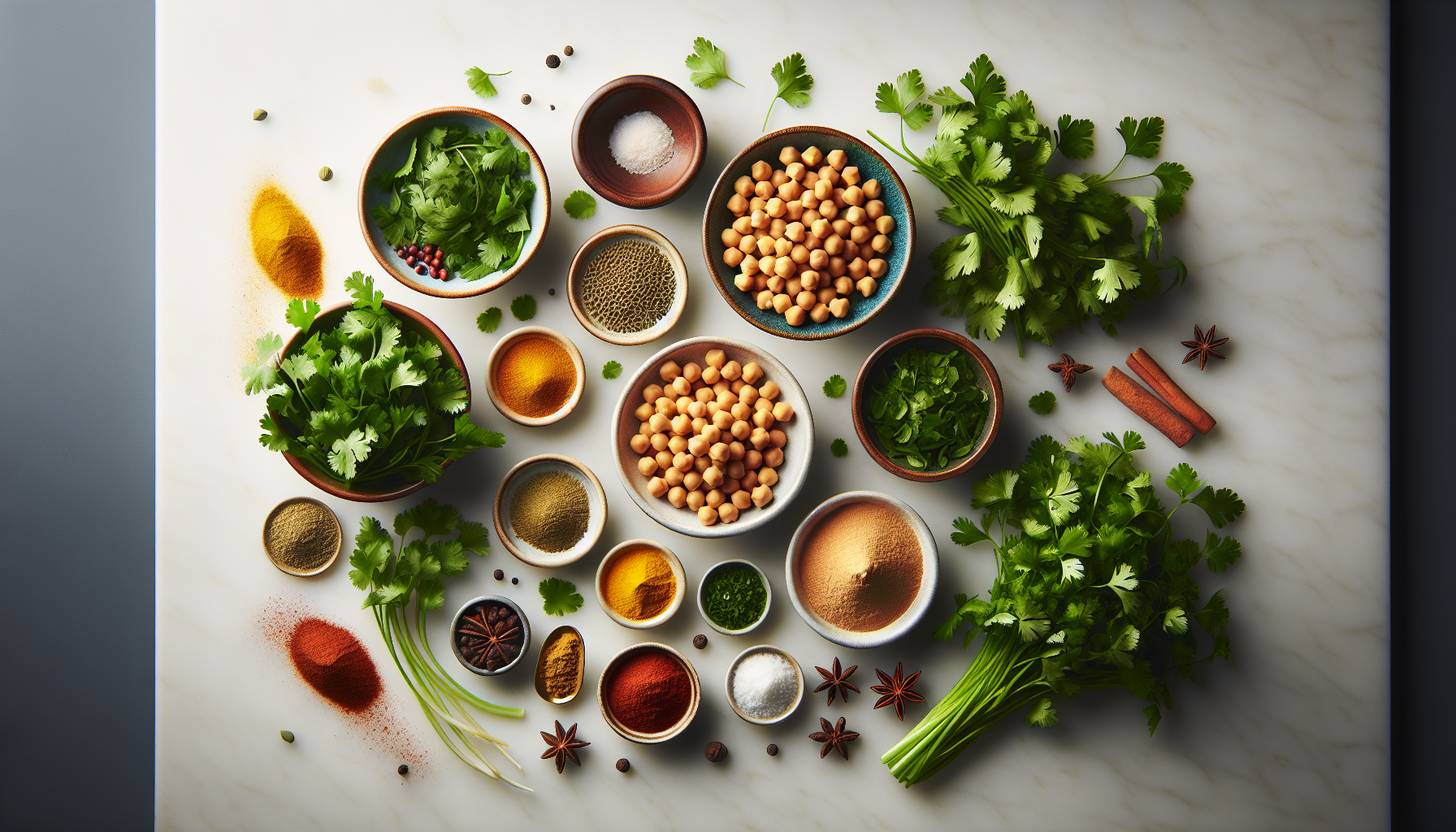 Ingredients for Spiced Harira Soup with Chickpeas and Fresh Coriander