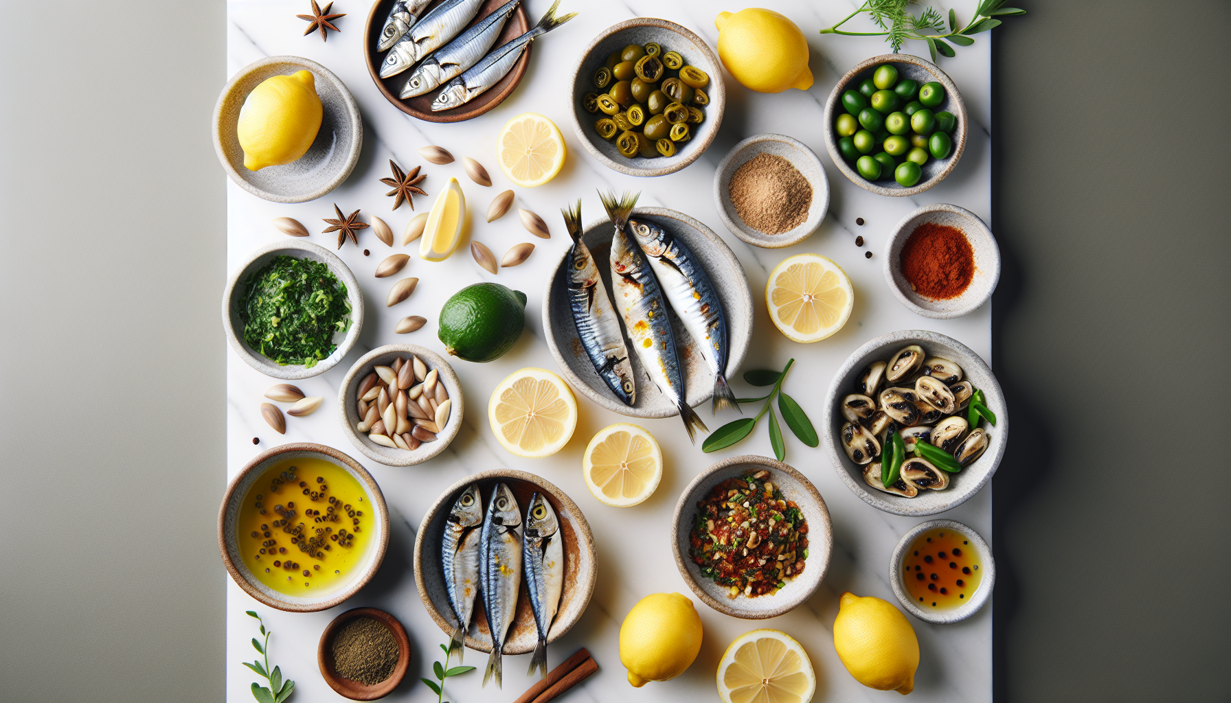 Ingredients for Zesty Chermoula Marinated Grilled Sardines with Preserved Lemon