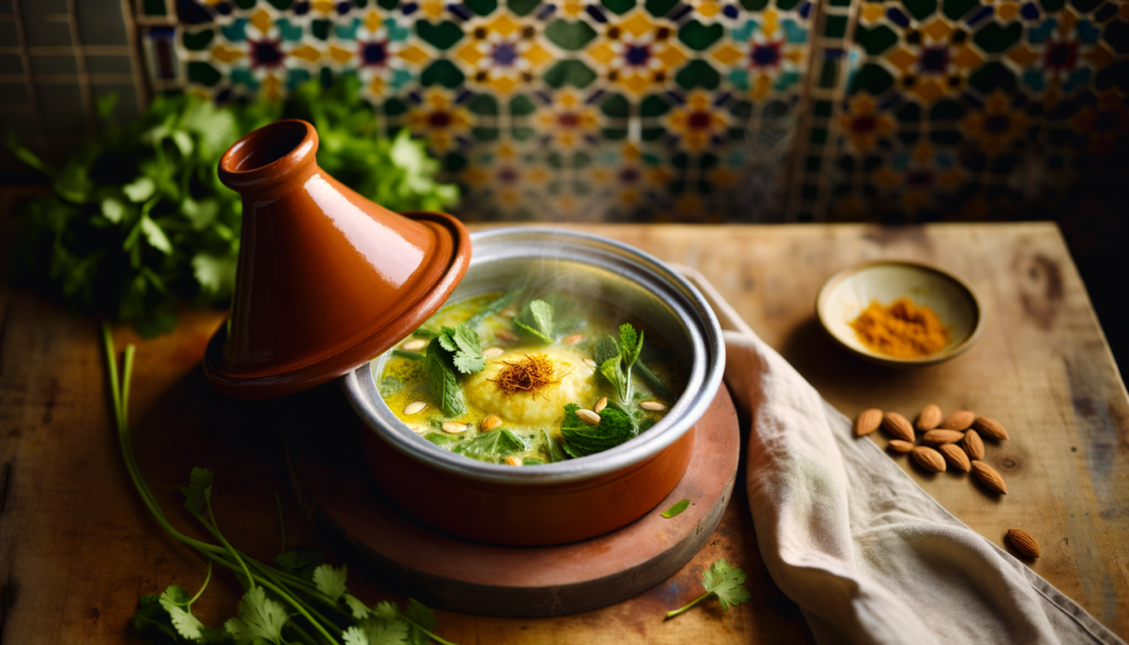 A cup of buttery mint tea with fresh Moroccan peppermint and orange blossom