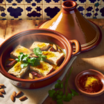 Buttery Moroccan Khobz Bread with aromatic spices on a wooden board