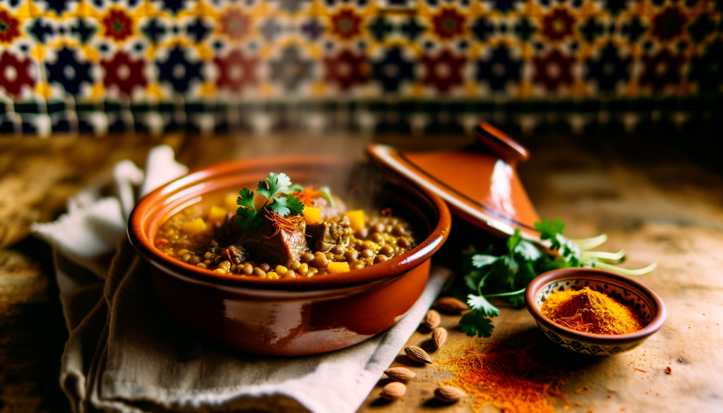 A cozy bowl of lamb lentil harira with warming spices, perfect for Sunday dinner.
