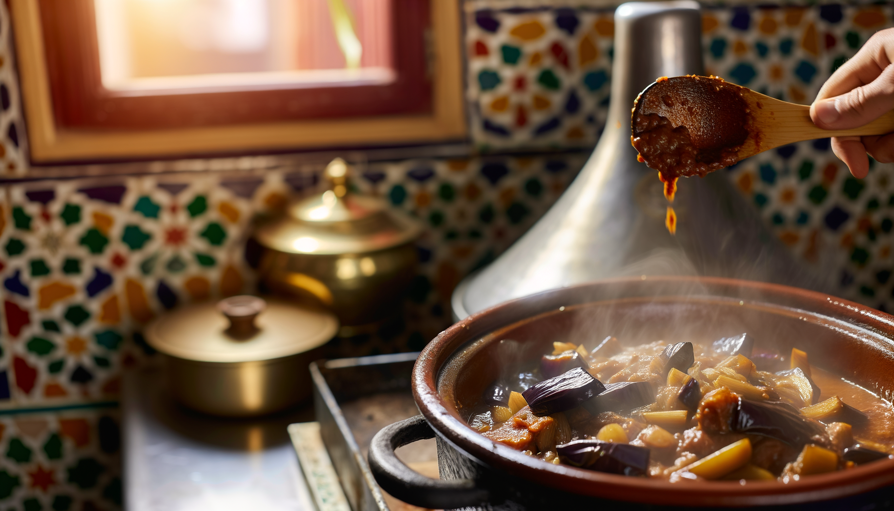 Cooking process of charring eggplant for Marrakech-style zaalouk